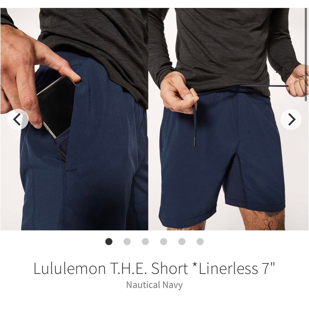 Lululemon T.H.E. Short *Linerless 7" Nautical Navy sz men’s large GUC